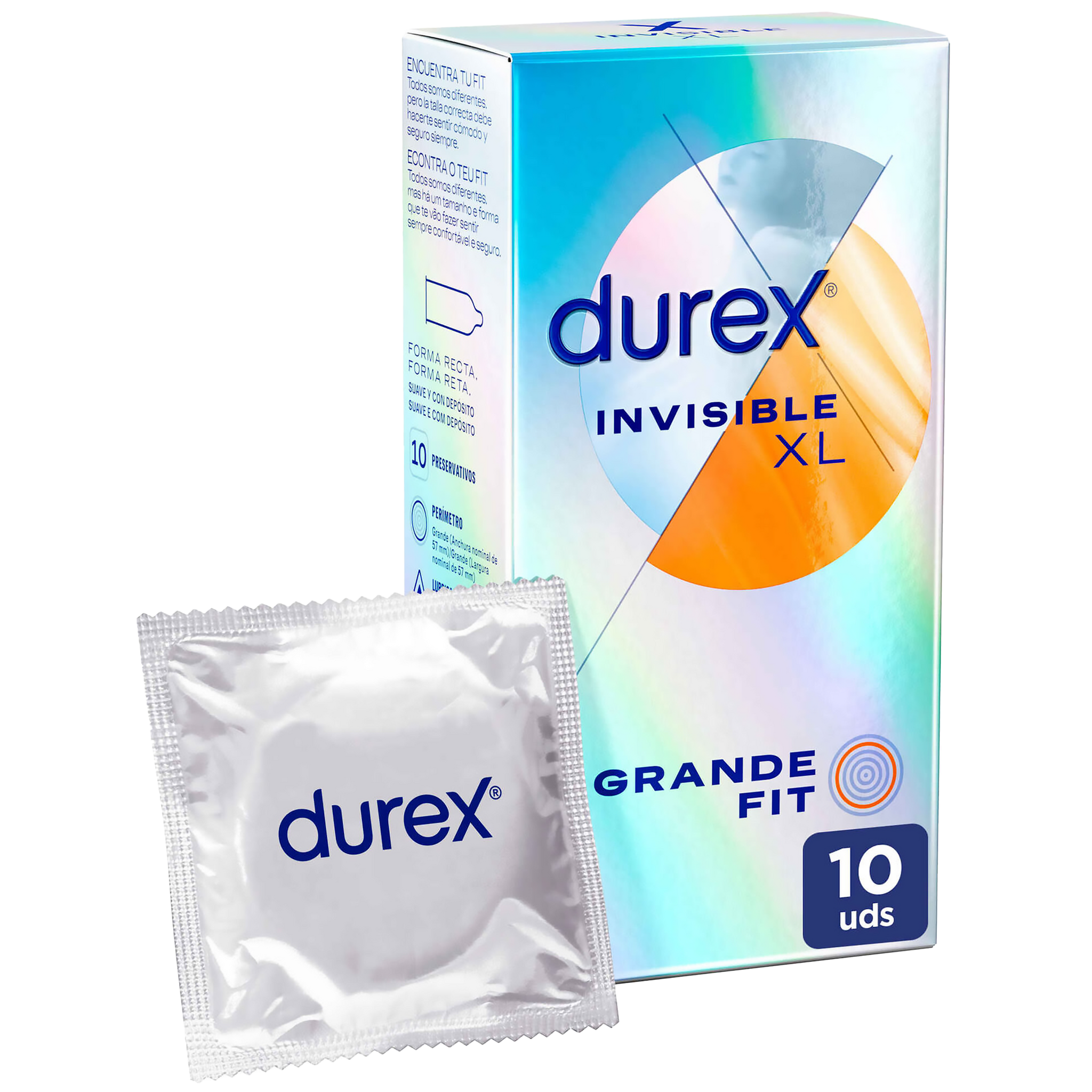 Durex Preservativos Invisible Extra Lubrificado XL 10 un.